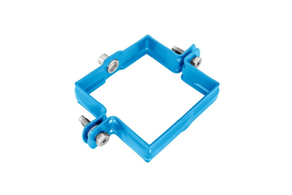 Fallrohrschelle - SX - Sonderfarbe quadratisch 100x100 mit Gewindem. M10