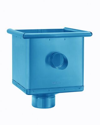 Wasserfangkasten - SX - Sonderfarbe ø100 kubisch exzentrisch mit Überlauf 283x240x240