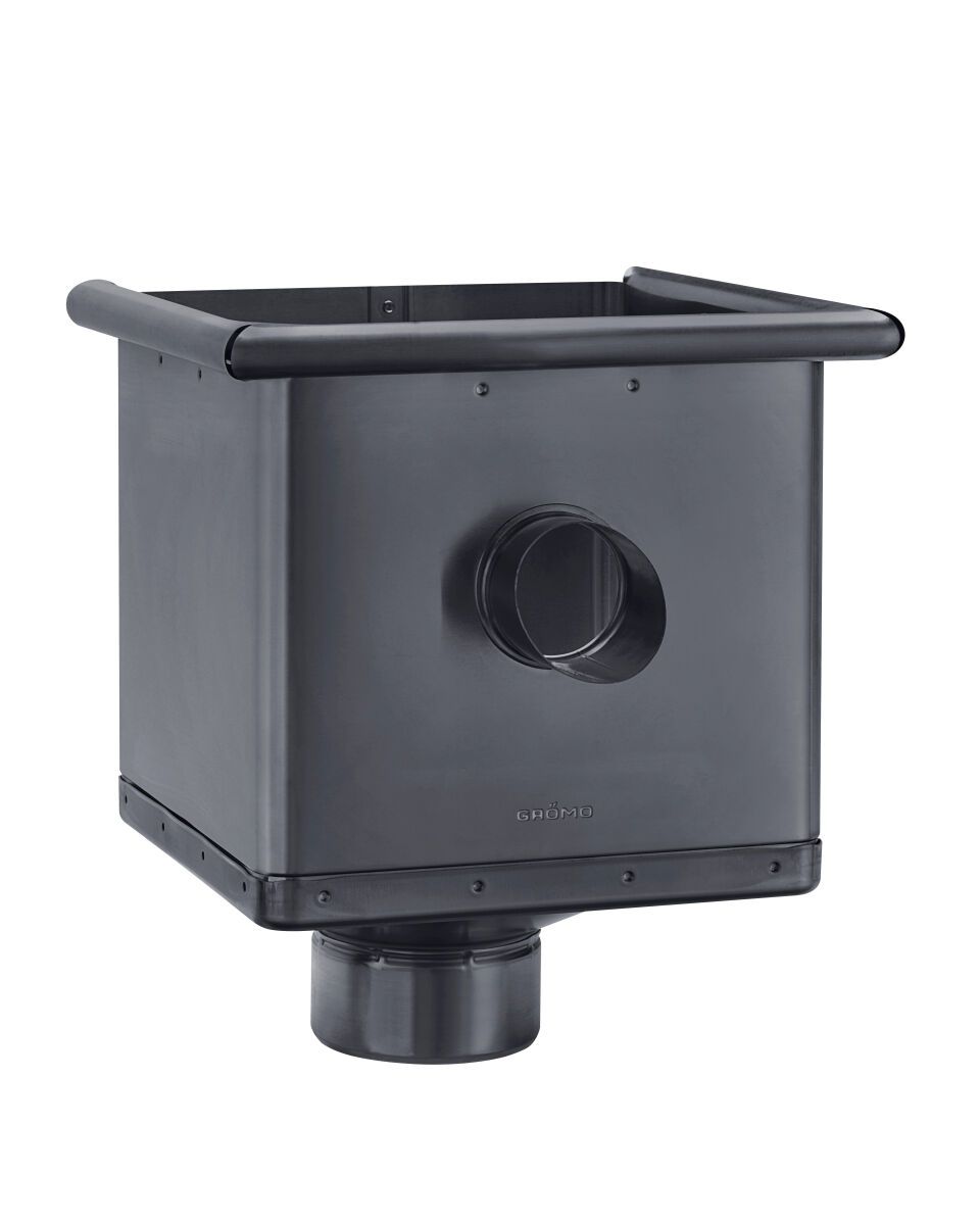 Wasserfangkasten - SX - Anthrazit ø120 kubisch exzentrisch mit Überlauf 283x240x240