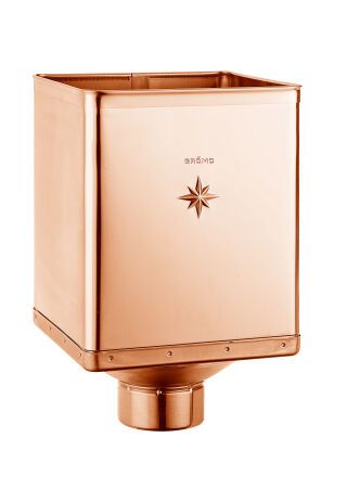 Kupfer Design-Wasserfangkasten ø87 mit Stern 340x240x240