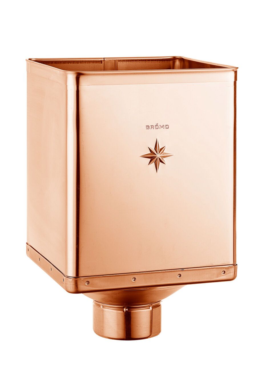 Kupfer Design-Wasserfangkasten ø80 mit Stern 340x240x240