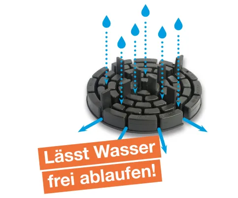 Keine Bodenversiegelung: PLATTENFIX ermöglicht den freien Wasserafbluss