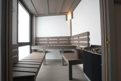 Sauna mit Elementen aus dem megawood® Konstruktionsholzprogramm