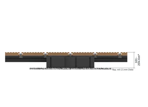 Aufbauhöhen VARIO FIX I mit Konstruktionsbalken 40 x 60 mm