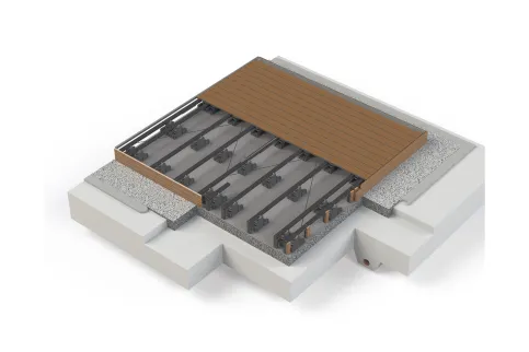 Terrassenaufbau mit VARIO FIX II und Konstruktionsbalken