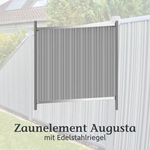 Zaunelement AUGUSTA mit Edelstahlriegel und gewellten Paneelen in Sel Gris