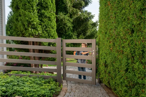 Zaunfeld ASCANIA mit Pfosten und rechteckigen Riegeln in Schiefergrau
