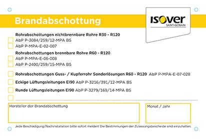ISOVER Brandschutz Zubehör