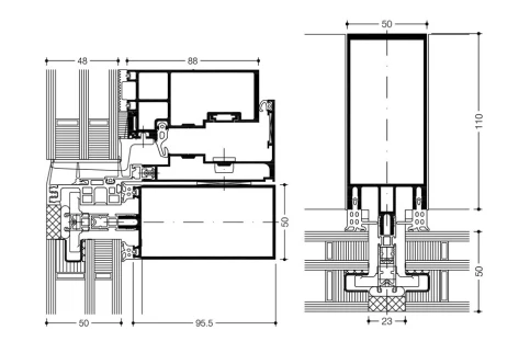 WICTEC 50SG mit Öffnungselement WICLINE 90SG / WICTEC 50SG (©WICONA)
