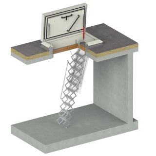 Staka Flachdachausstieg ThermoTop mit Scherentreppe