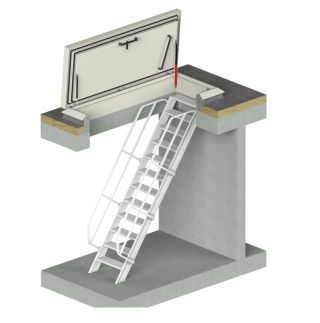 Staka Flachdachausstieg ThermoTop mit fester Alutreppe