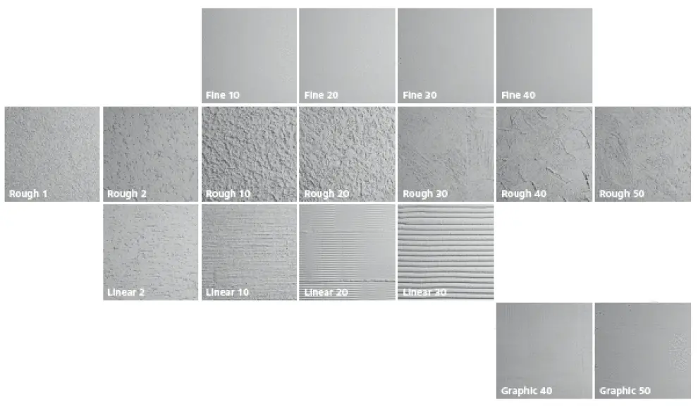 Textures (Texturen): Putzoberflächen in den Grupppen Fine, Rough, Linear und Graphic