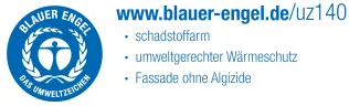 Blauer Engel: schadstoffarm, umweltgerechter Wärmeschutz, Fassade ohne Algizide