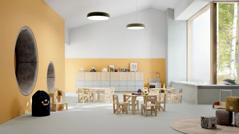 Solidro auf Wand und Boden in einem dänischen Kindergarten
