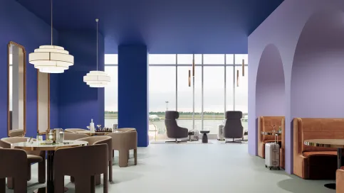 Solidro auf Wand und Boden angewandt in einer Airport Lounge Bar