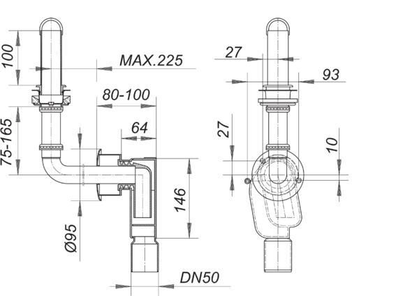 DALLMER Wandeinbau-Siphon 300