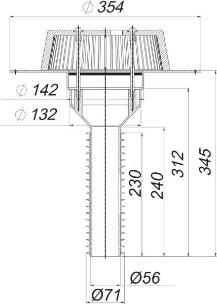 DALLMER Sanierungs-Dachablauf 63 T FPO-PP, DN 70