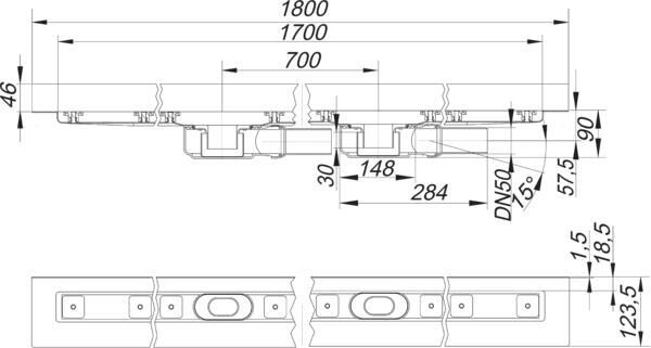 DALLMER CeraLine PLAN W Duo Duschrinne