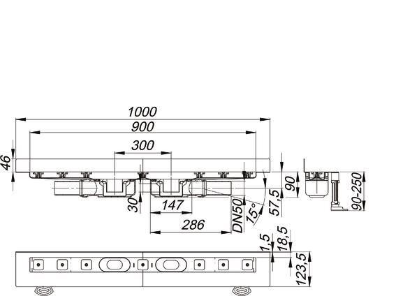 DALLMER CeraLine PLAN W Duo Duschrinne