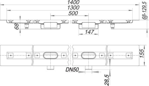 DALLMER CeraLine Nano F Duo Duschrinne