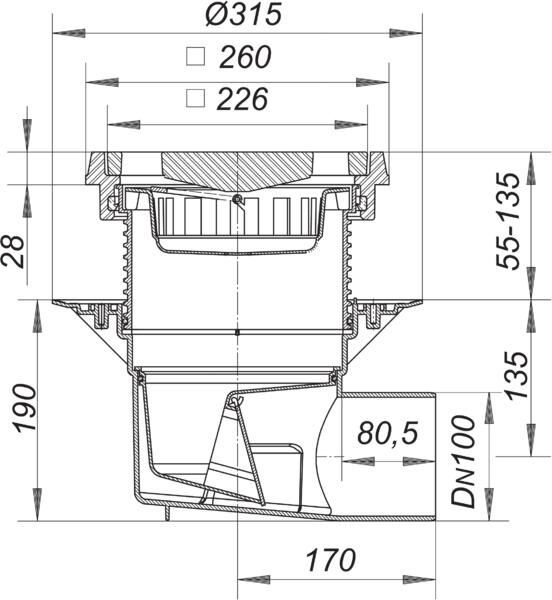 DALLMER Hof- und Parkdeckablauf 615.1, DN 100