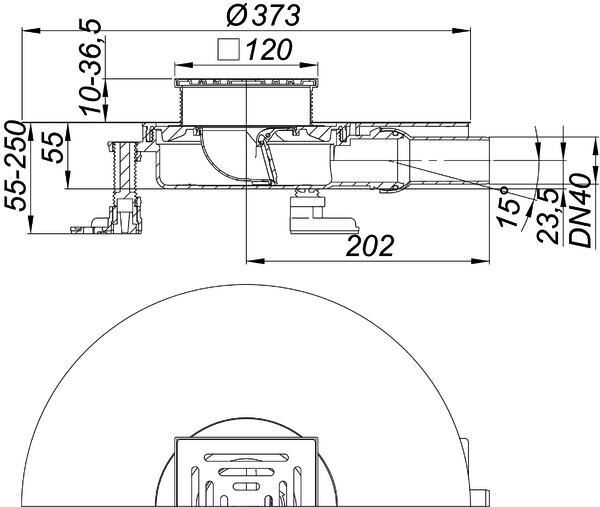 DALLMER Bodenablauf DallDrain Pure Plan, DN 40, 120 x 120 mm