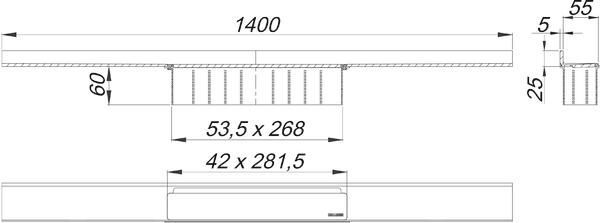 DALLMER Duschrinne CeraWall Select Edelstahl matt, 1400 mm DALLMER Duschrinne CeraWall Select Edelstahl matt, 1400 mm