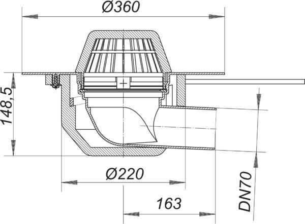 DALLMER Dachablauf 64 H FPO-PP, beheizt, DN 70