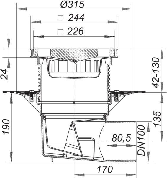 DALLMER Hof- und Parkdeckablauf 615.0 DallBit, DN 100