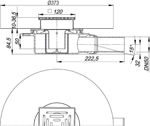 DALLMER Bodenablauf DallDrain Select OM, DN 50, 120 x 120 mm