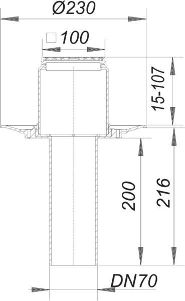 DALLMER Balkonablauf 84 E, DN 70, 100 x 100 mm