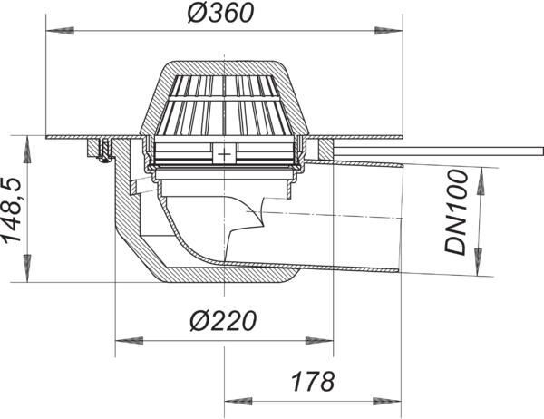 DALLMER Dachablauf 64 H FPO-PP, beheizt, DN 100