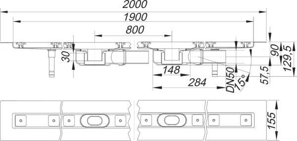 DALLMER CeraLine PLAN F Duo Duschrinne