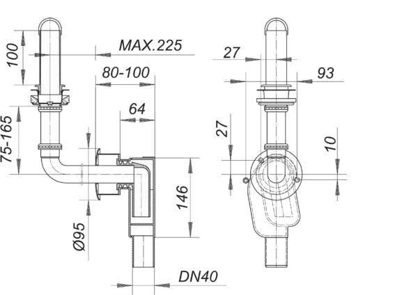 DALLMER Wandeinbau-Siphon 300