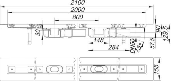 DALLMER CeraLine PLAN F Duo Duschrinne