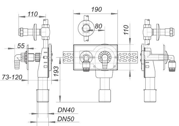 DALLMER Wandeinbau-Waschgeräte-Siphon 405