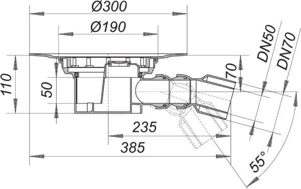 DALLMER Ablaufgehäuse 54, DN 50/DN 70