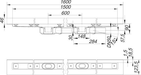 DALLMER CeraLine PLAN W Duo Duschrinne