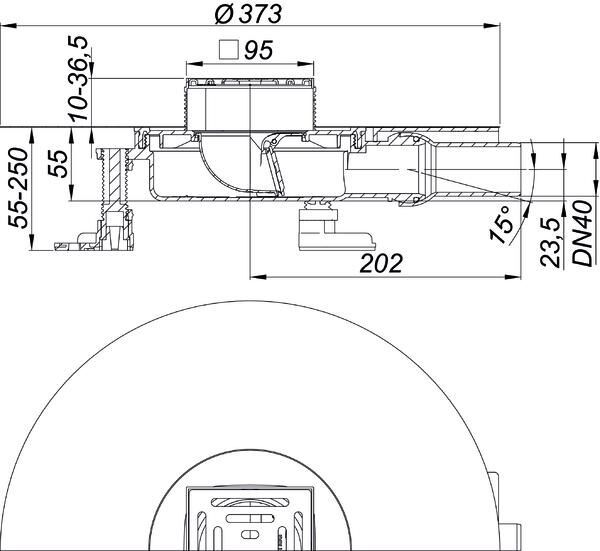 DALLMER Bodenablauf DallDrain Pure Plan, DN 40, 100 x 100 mm