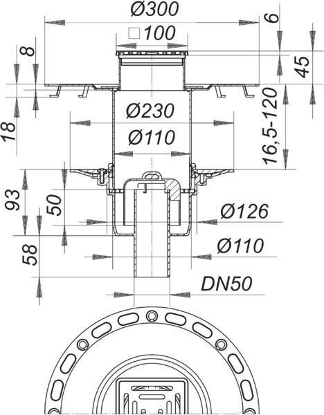 DALLMER Serie 10 Dünnbett-Bodenablauf 40