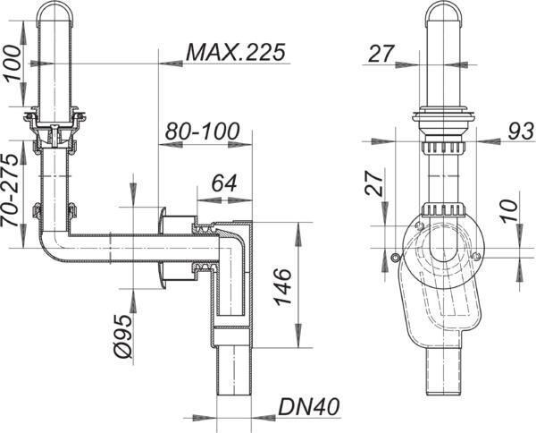 DALLMER Wandeinbau-Siphon 300