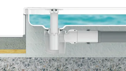 Durch das Herausziehen des Standrohres kann beim TELOS das Wasser angestaut werden. Der integrierte Standrohrüberlauf verhindert Überflutungen.
