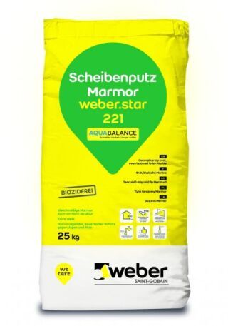 weber.star 221 AquaBalance 1,5 mm, Mineralischer Edelputz, Scheibenputz Marmor