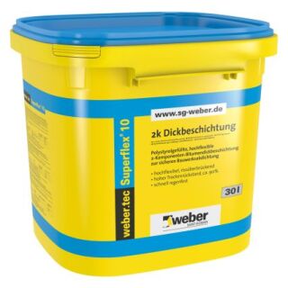 weber.tec Superflex 10, Polystyrolgefüllte, hochflexible 2-Komponenten-Bitumendickbeschichtung