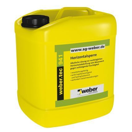 weber.tec 941, Alkalische Lösung zur nachträglichen Horizontalabdichtung vom Mauerwerk gegen aufsteigende Feuchtigkeit
