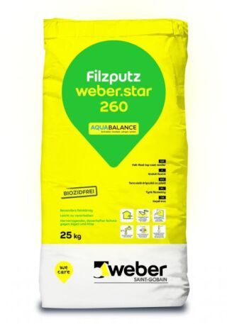 weber.star 260 AquaBalance 0,5 mm, Mineralischer Edelputz, Filzputz