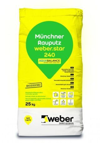 weber.star 240 AquaBalance 2,0 mm, Mineralischer Edelputz, Münchener Rauputz