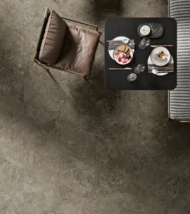 Fußboden in Pure Stone Chevron Grey