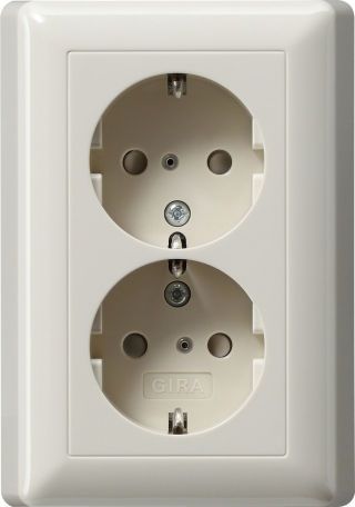 SCHUKO 2f SH + Vollpl.System 55 Cremeweiß