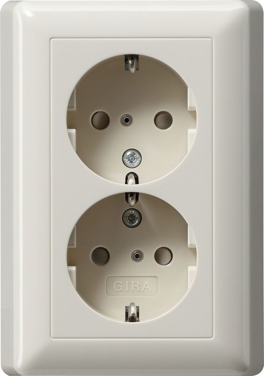 Gira System 55 SCHUKO-Doppelsteckdose mit Shutter und Vollplatte